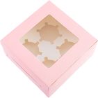 Clear Window Pink Paper Cupcake Cardboard Cake Boxes