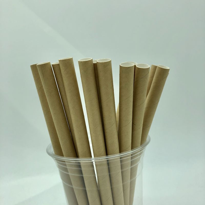 12x250Mm Biodegradable Kraft Paper Straws For Cold Drinking