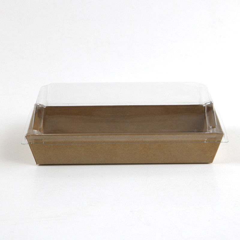 Natural Kraft Paper Bread box with transparent lid Retangle box
