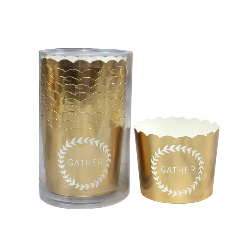 Gold Cupcakes Baking Muffin Cups Customized Size Paper Baking Liners